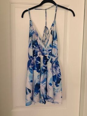 Blue Floral One-Piece Romper